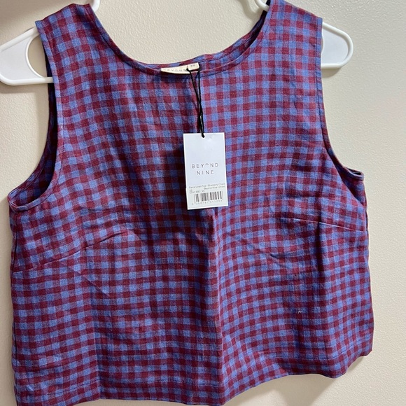 Esme Blueberry Check Linen Top (Beyond Nine) - XS - NWT - Picture 2 of 3